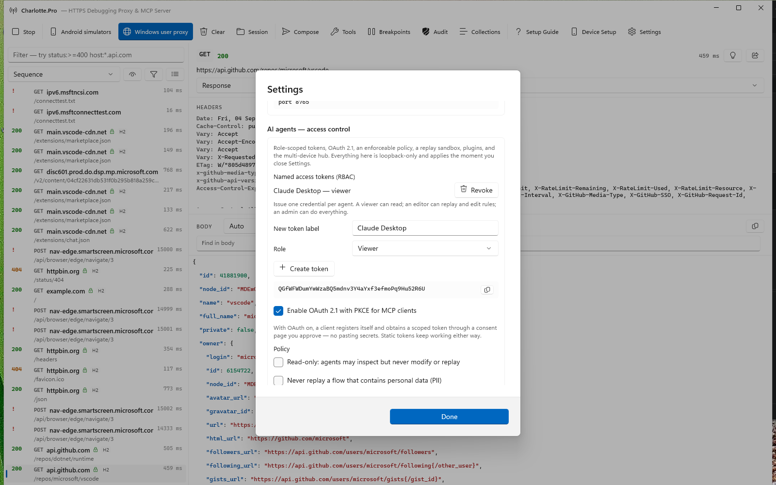 Charlotte AI agent access control on Windows — RBAC tokens, OAuth 2.1 and policy